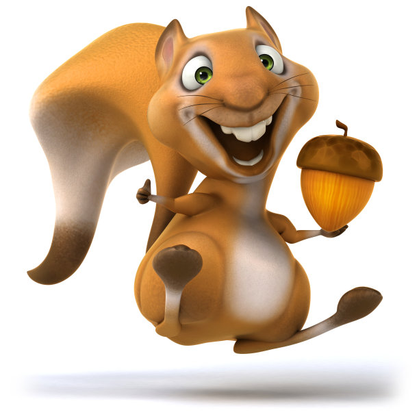 卡通有趣的松鼠与橡子图片下载