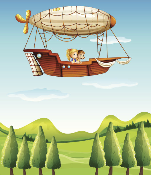 女孩们坐在飞艇上图片下载