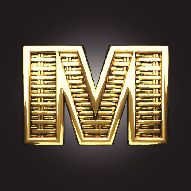 向量金色图形m图片下载