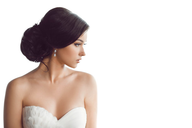 美丽的新娘。婚礼发型化妆奢华时尚服饰理念图片下载