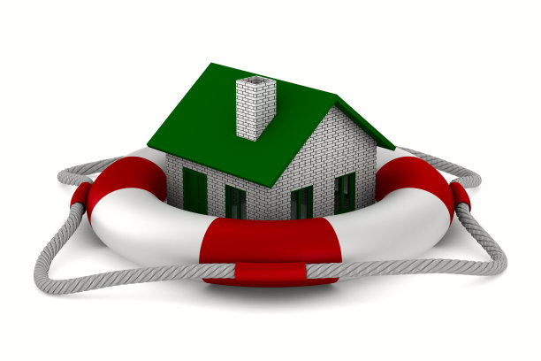 房子变成白色背景上的救生圈。孤立的三维图像图片下载