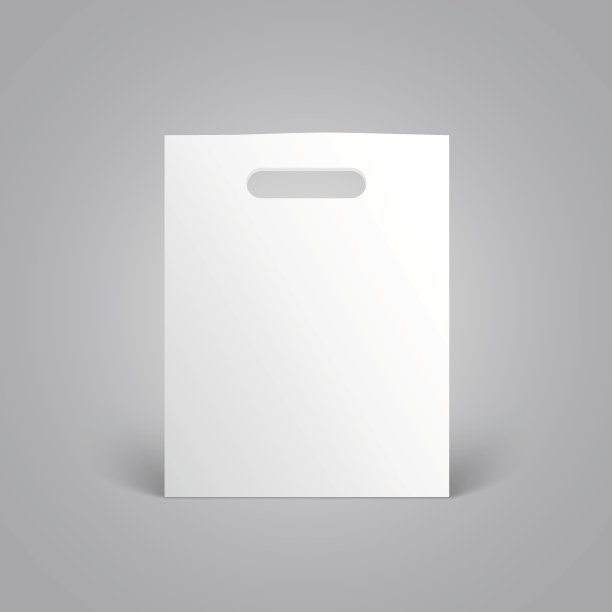 白色纸袋模型与灰色背景上的把手图片下载