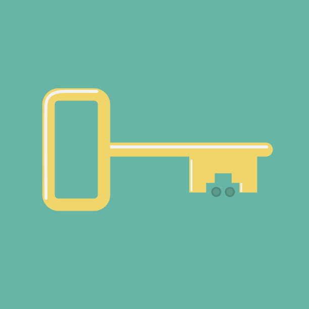 金色的汽车键轮图标平面设计绿色背景图片下载