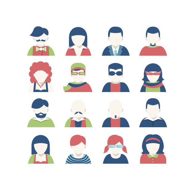 头像图标设置，平面风格图片下载