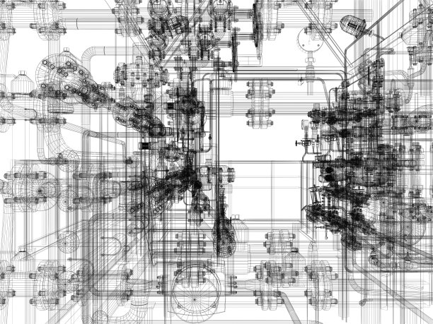 工业设备。线框显示图片下载