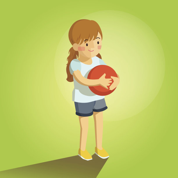 可爱的女孩抱着球吉祥物，非常适合任何用途。图片下载