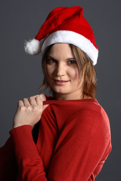 年轻的圣诞女孩模特图片下载