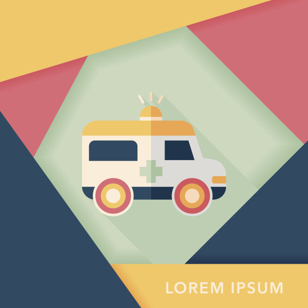 救护车平面图标与长影子图片下载