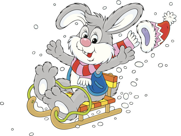 兔子拉雪橇图片下载