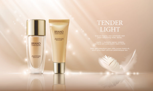 色彩停留彩妆优雅的包装上滴粉底的背景图片下载