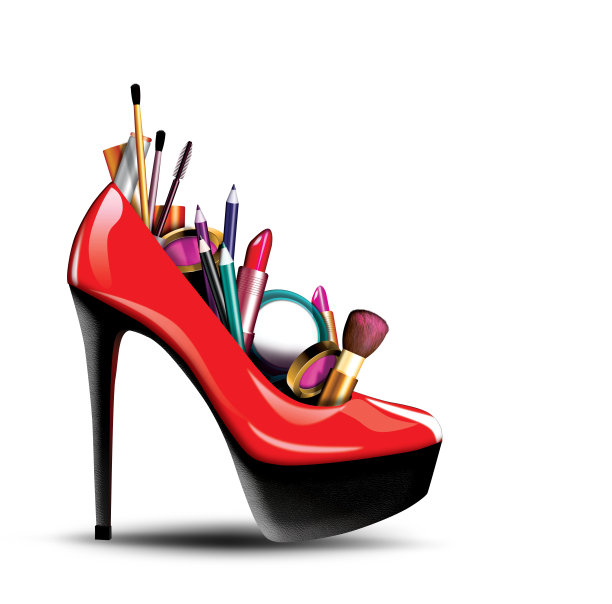 化妆成有销售标签的女鞋图片下载