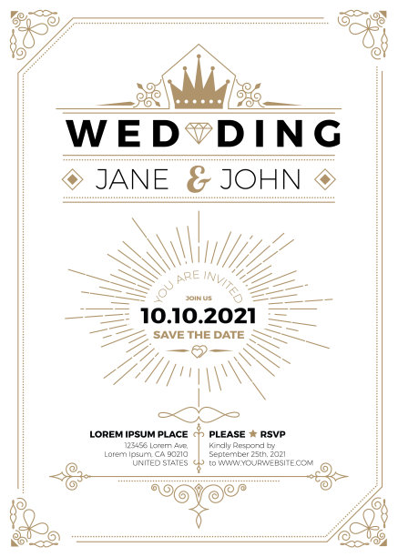 复古的婚礼邀请图片下载