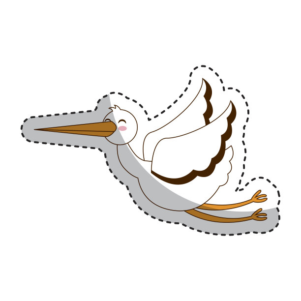 鹳飞孤立的图标图片下载