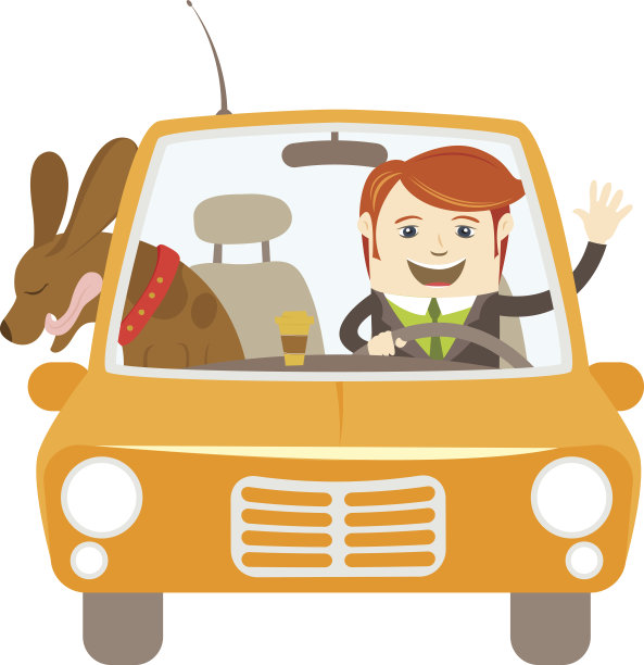 时髦旅行者开着车带着他的狗图片下载