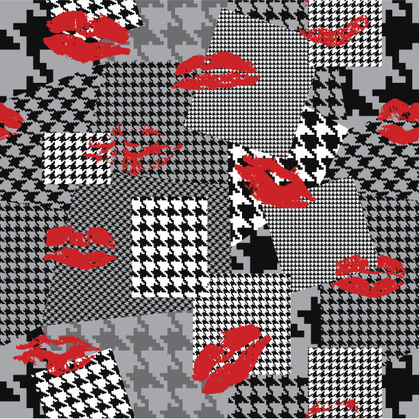 犬齿图案和口红印的拼接图片下载