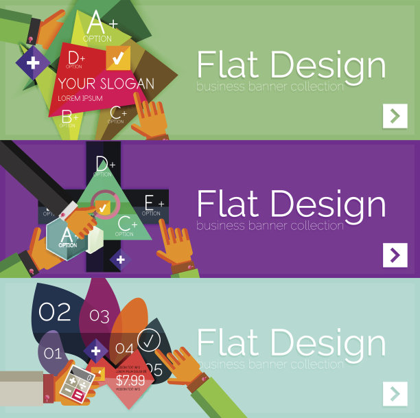 平面设计矢量信息图形横幅与几何信息图形图片下载