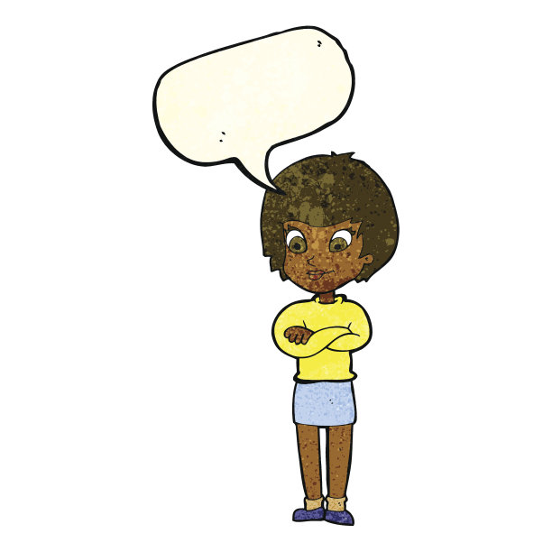 卡通骄傲的女人用言语泡图片下载