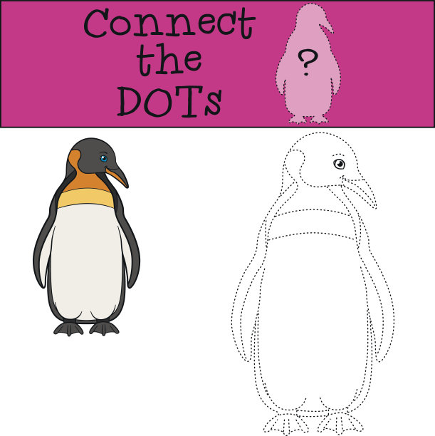 教育游戏:连接点。可爱的小企鹅笑了。图片下载