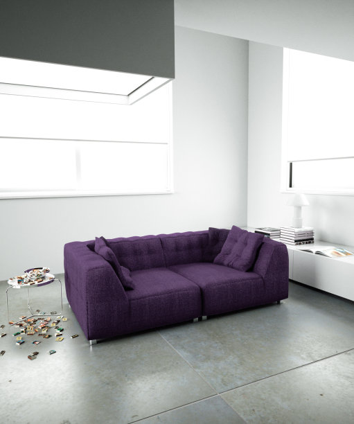 极简主义室内紫色沙发图片下载