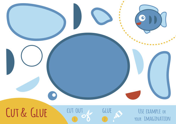 儿童教育纸游戏，鱼图片下载