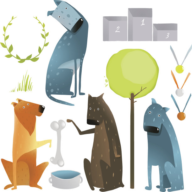 一套卡通狗和比赛项目图片下载