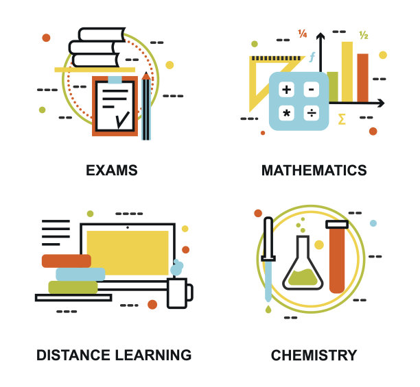 一套教育理念，考试和远程学习过程图片下载