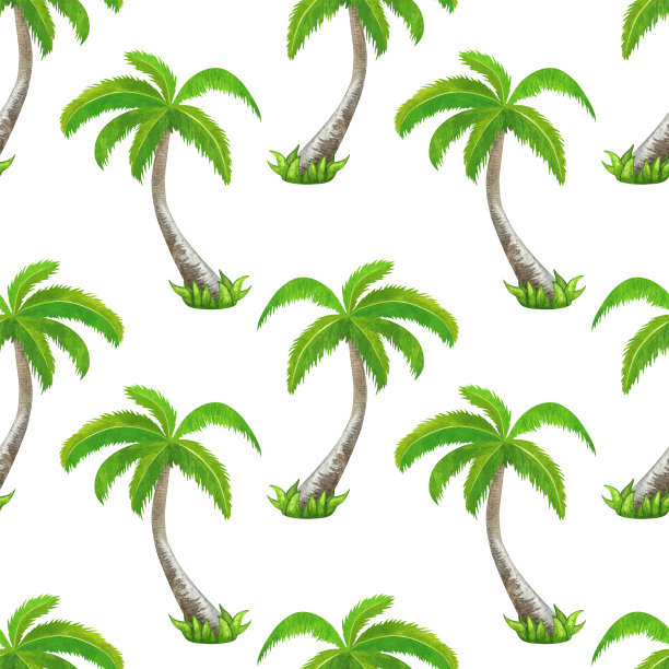 水彩无缝图案与椰子树图片下载