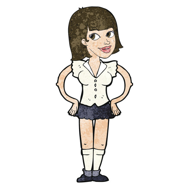 卡通女人的手放在臀部图片下载