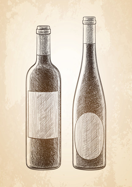 葡萄酒瓶素描素材图片