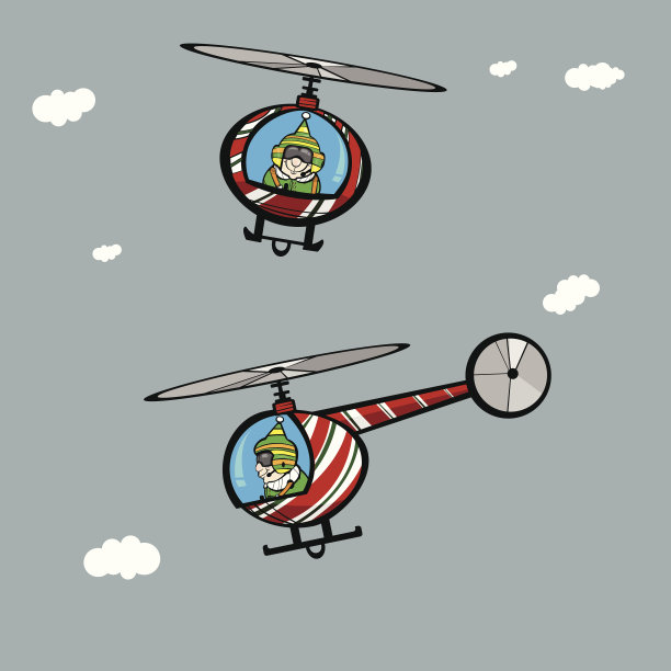 圣诞精灵驾驶着拐杖糖果直升机图片下载