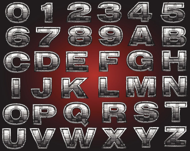 矢量金属字母集图片下载