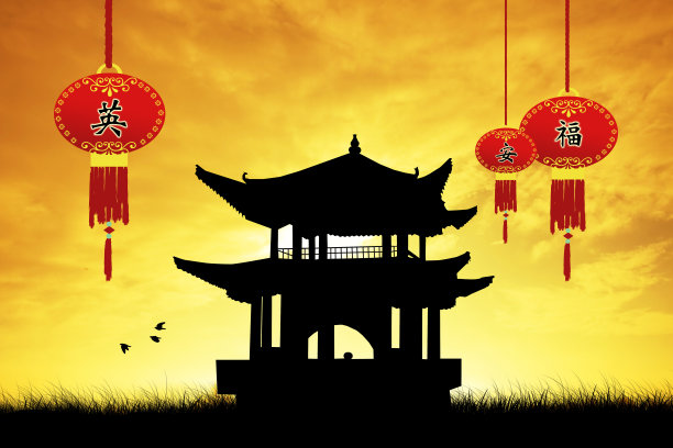 中国宝塔和灯笼图片下载