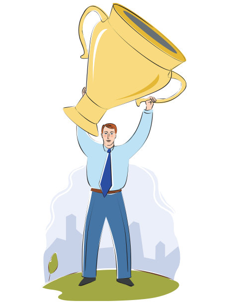 拿着大奖杯的商人图片下载