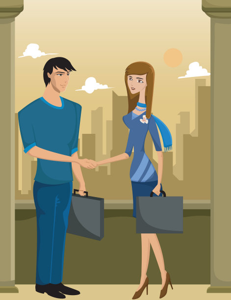 男商人和女商人握手图片下载