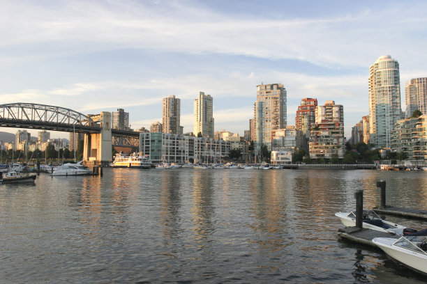 傍晚时分，温哥华的天际线图片下载