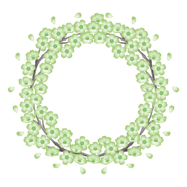 樱花。圆形框架。插花。图片下载