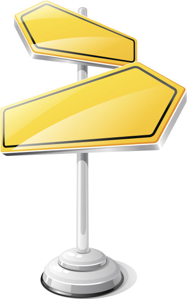 黄色路标孤立设计模板。图片下载