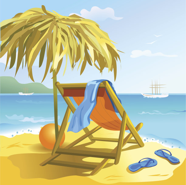 海滩上的躺椅图片下载