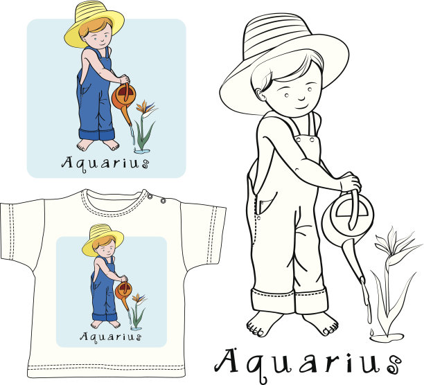 水瓶座男孩与喷壶图片下载