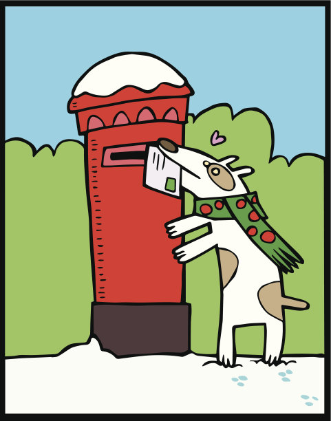 狗张贴圣诞卡片图片下载