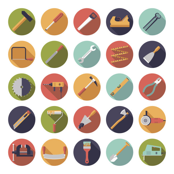 制作工具平面设计矢量图标集合图片下载