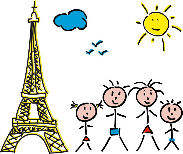 巴黎埃菲尔铁塔家庭照图片下载