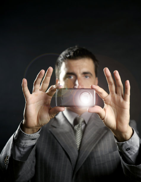 商人用移动相机拍摄闪光灯图片下载