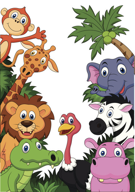 Safari动物卡通背景图片下载