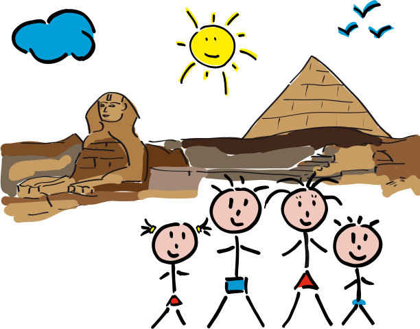 埃及狮身人面像家庭照图片下载