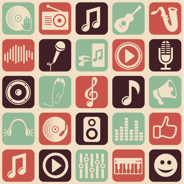 一个老式滤镜里有几个音乐图标图片下载