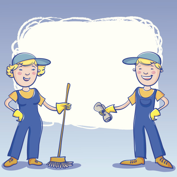 有两个看门人的矢量框架。图片下载