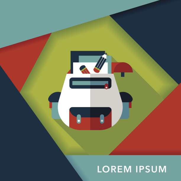 双肩包图标与长阴影，eps10图片下载