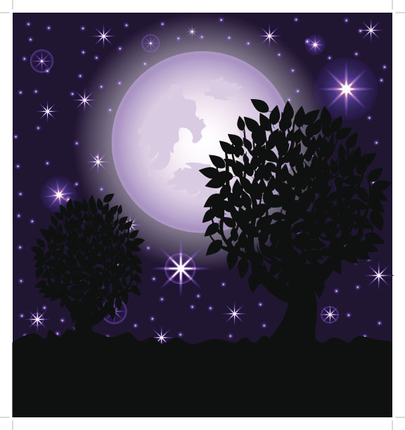 满月的夜景素材图片