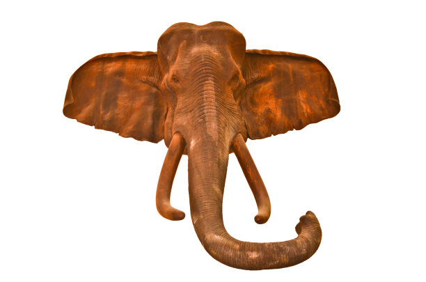 手工制作的大象头，用木材制成，美观图片下载